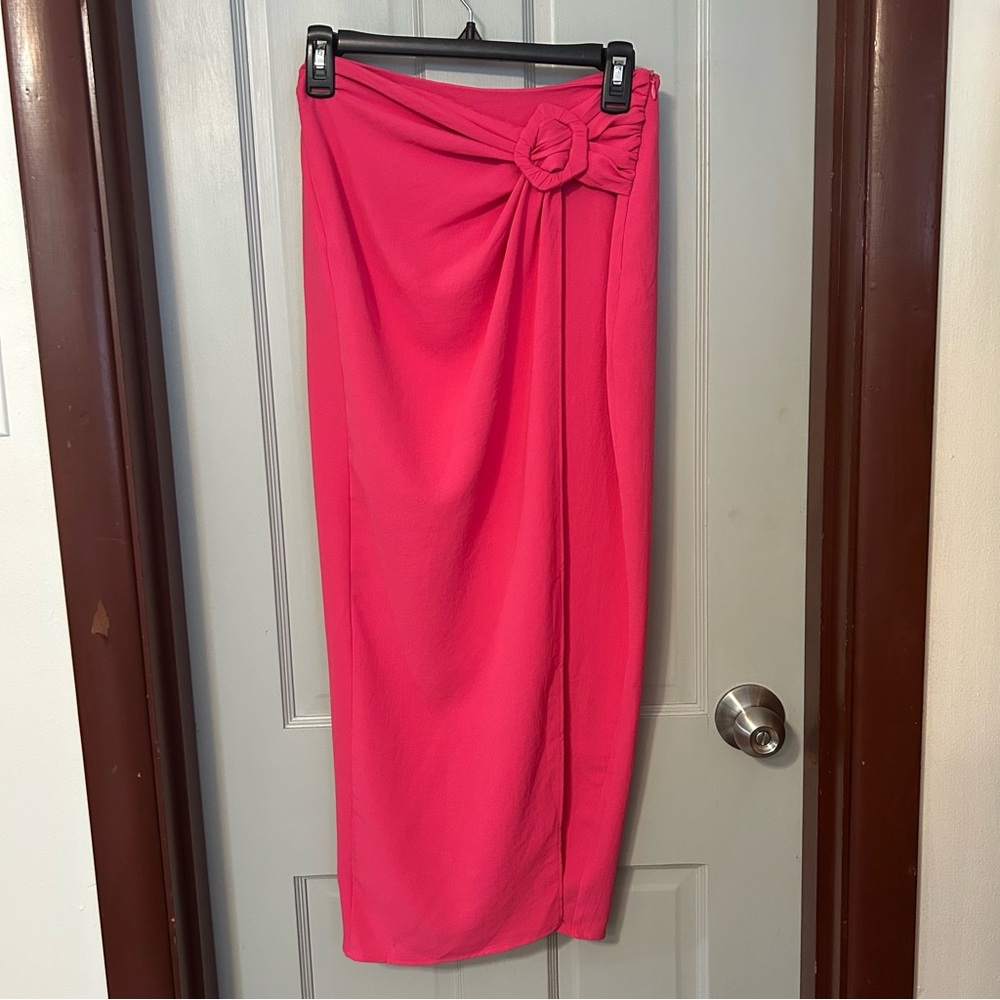Zara Midi Skirt with Buckle Fuchsia Pink Size XS - Picture 4 of 14